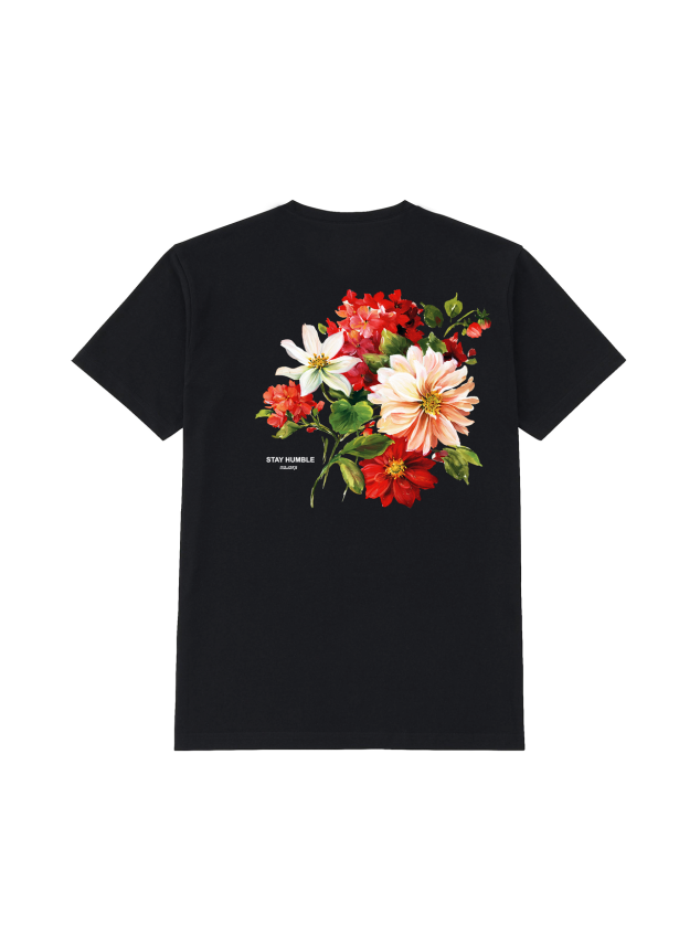 T-shirt koszulka floral czarny