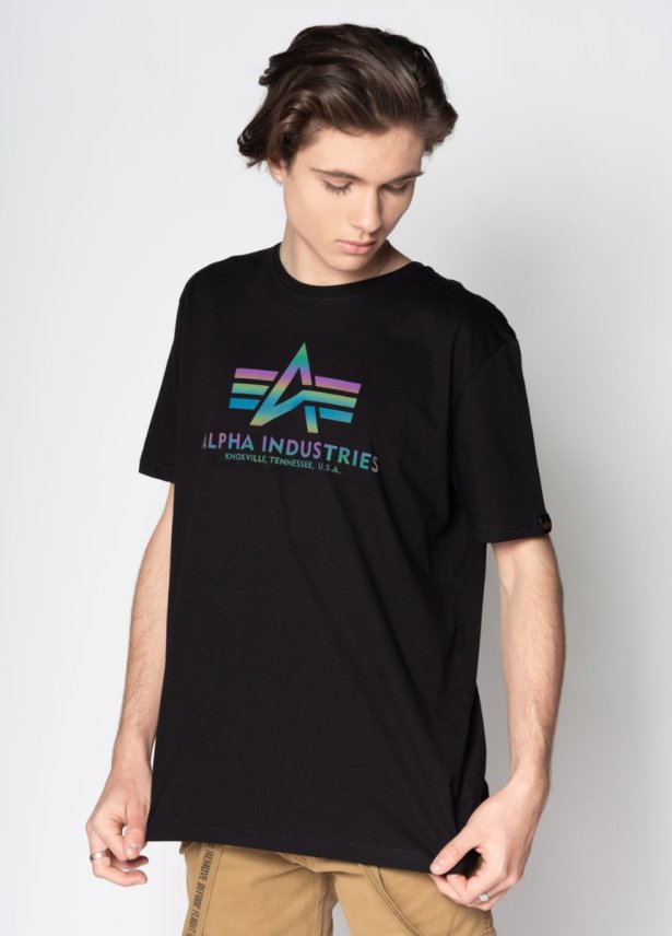 Basic T-Shirt Reflective Print Black
