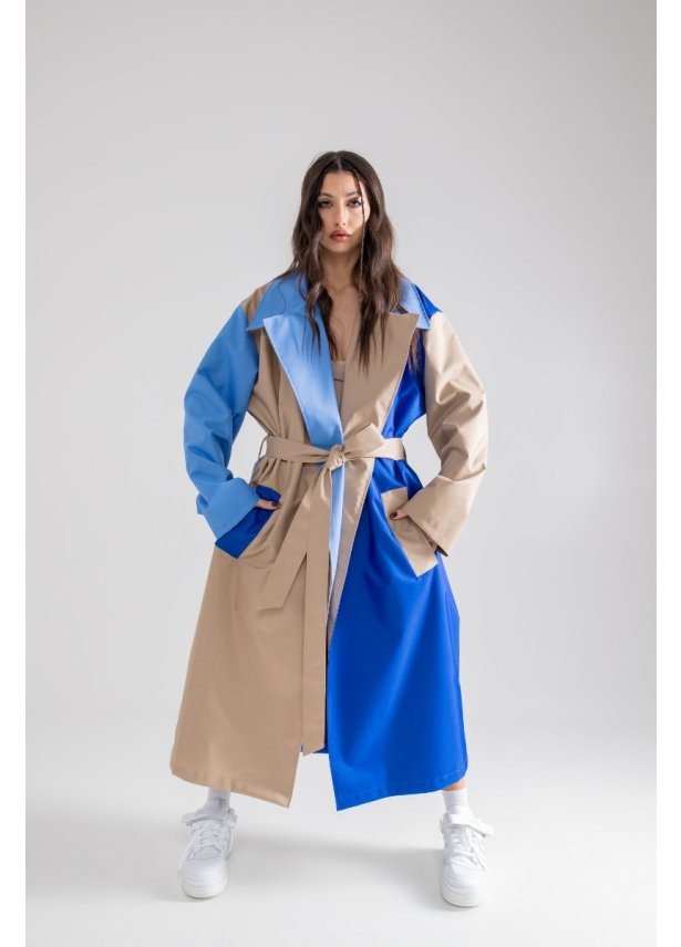 Płaszcz typu trencz longline oversize colourful