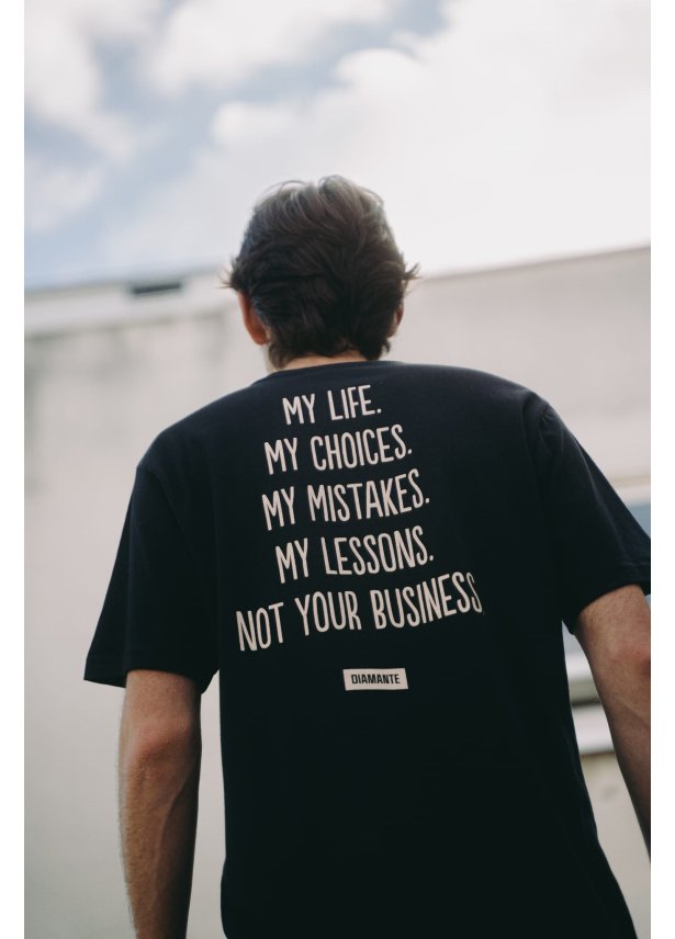MY LIFE - T-Shirt Unisex - Czarny/Beż